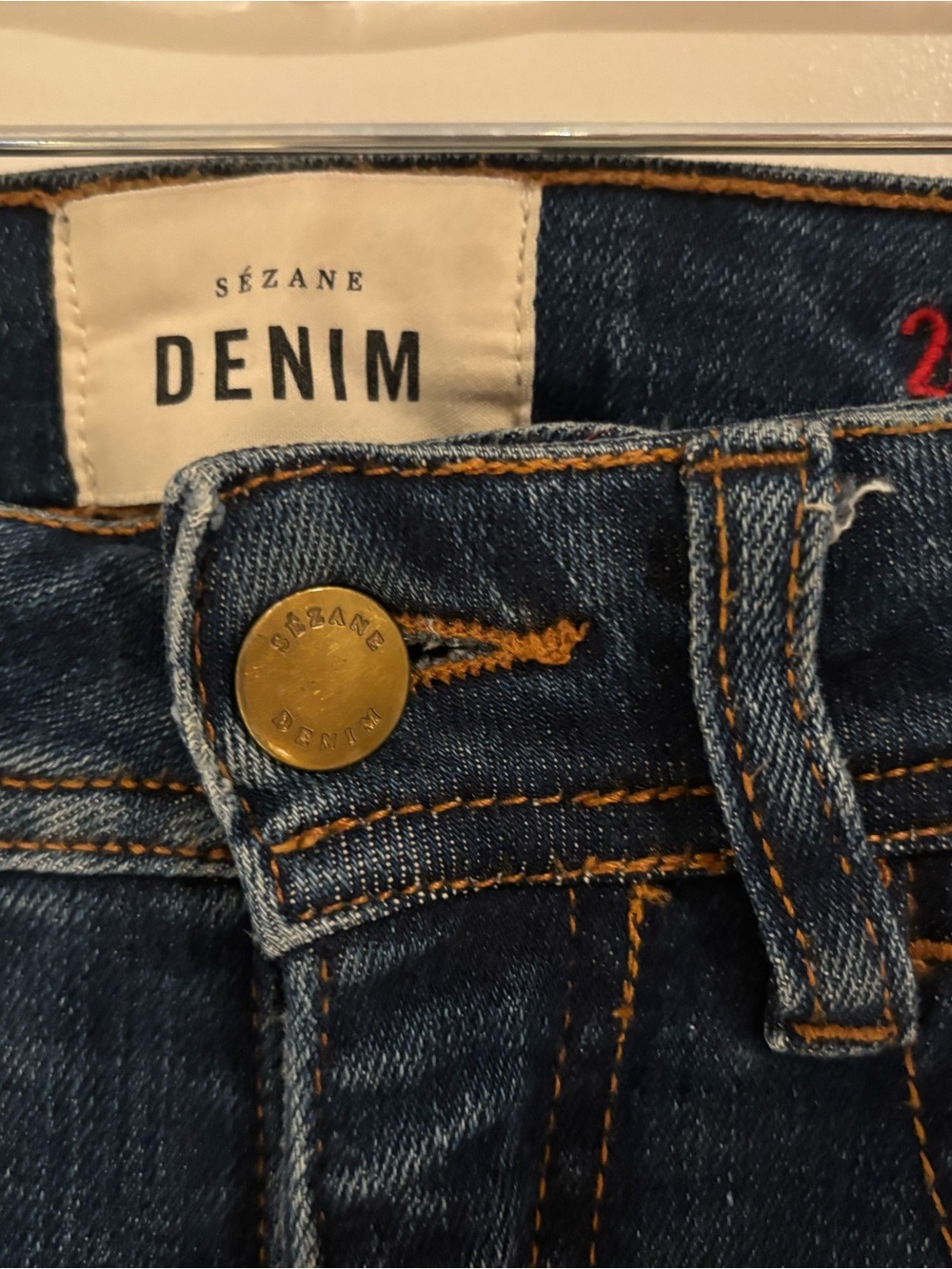 Sezane dark wash slim leg denim